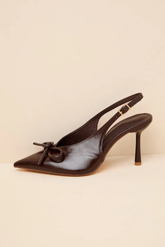 Avina Brown Pointed-Toe Slingback Pumps sold by Lulus