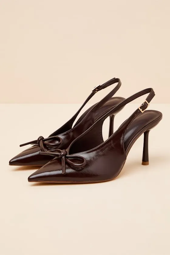 Avina Brown Pointed-Toe Slingback Pumps sold by Lulus product image thumbnail 2