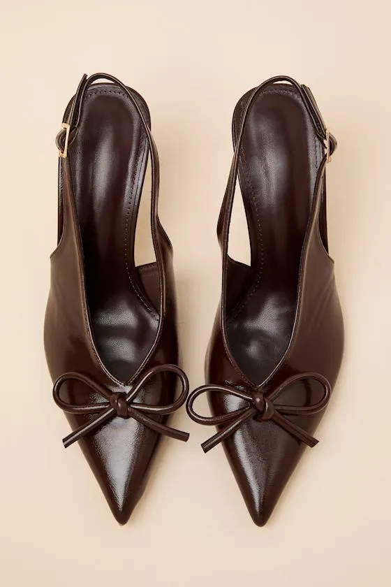 Avina Brown Pointed-Toe Slingback Pumps sold by Lulus product image thumbnail 3