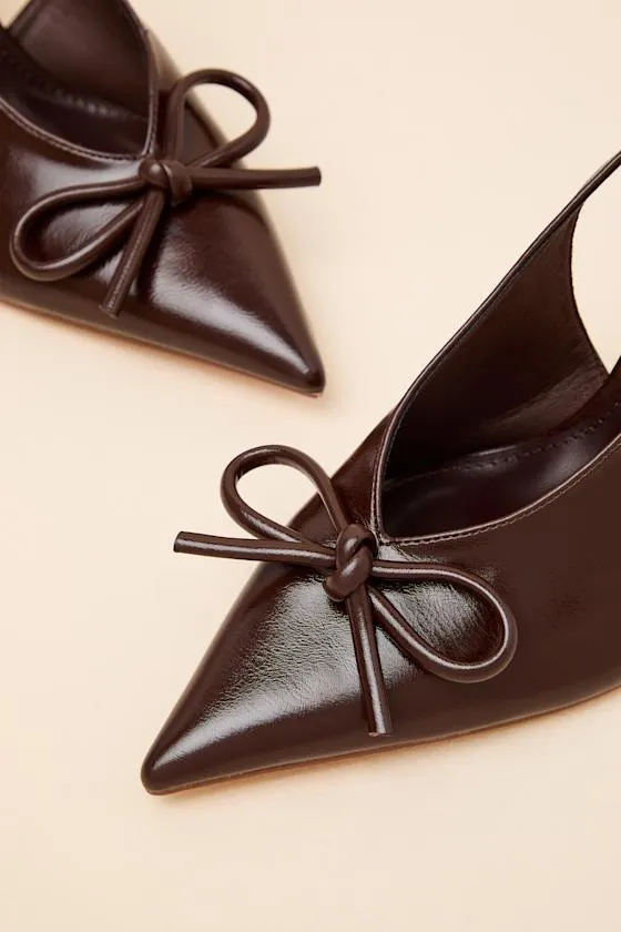 Avina Brown Pointed-Toe Slingback Pumps sold by Lulus product image thumbnail 4