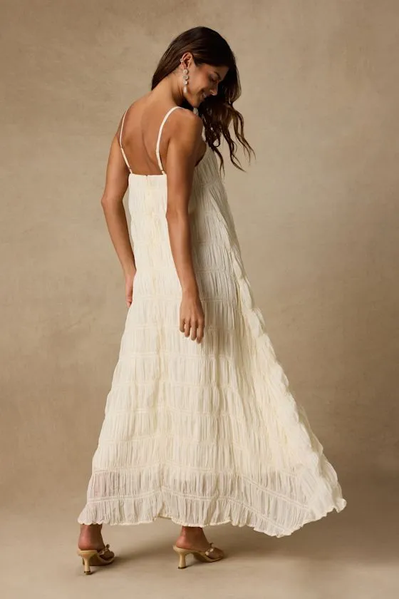 Louisiana Ivory Smocked Shift Maxi Dress sold by Lulus product image thumbnail 3