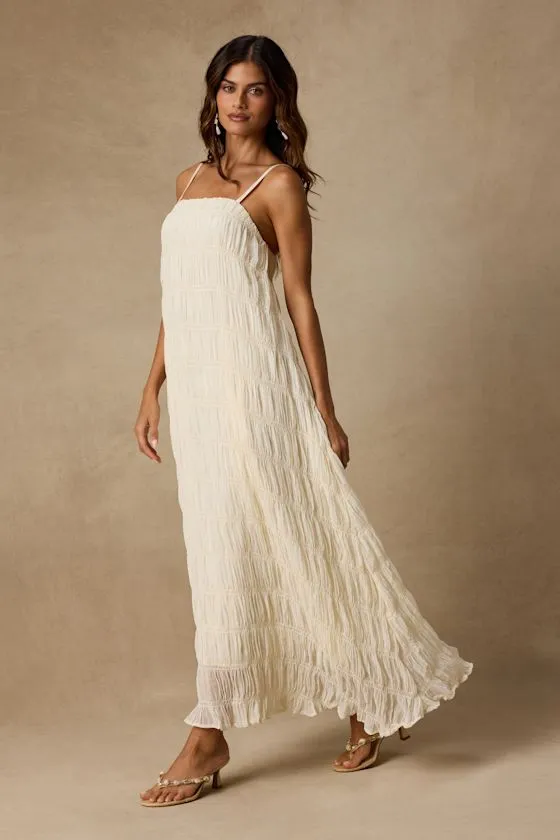Louisiana Ivory Smocked Shift Maxi Dress sold by Lulus product image thumbnail 4