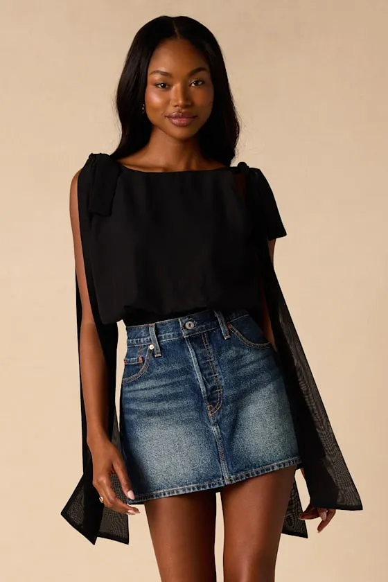 Leonie Black Tie-Strap Bodysuit sold by Lulus