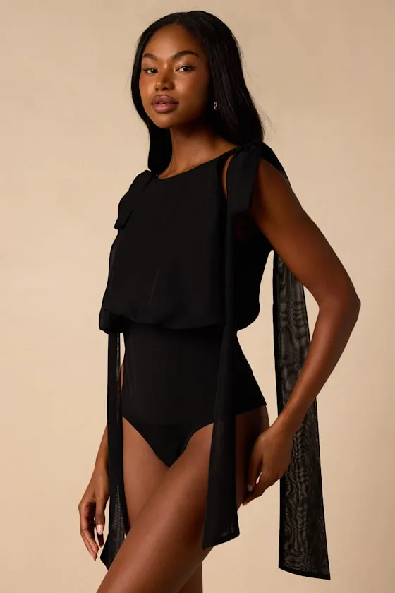 Leonie Black Tie-Strap Bodysuit sold by Lulus product image thumbnail 4