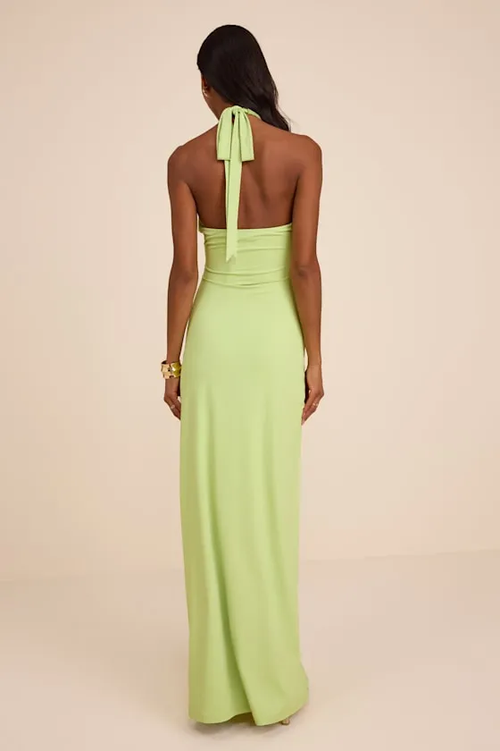 Pauline Lime Green Jersey Knit Halter Maxi Dress sold by Lulus product image thumbnail 3