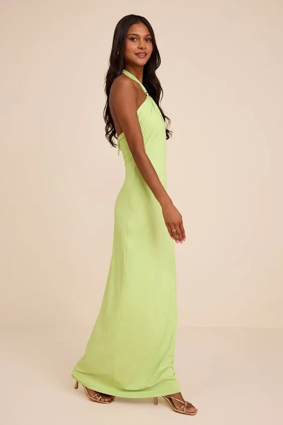Pauline Lime Green Jersey Knit Halter Maxi Dress sold by Lulus product image thumbnail 4