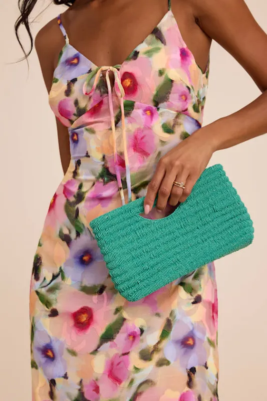 Silfra Teal Green Beaded Crossbody Clutch made by Lulus
