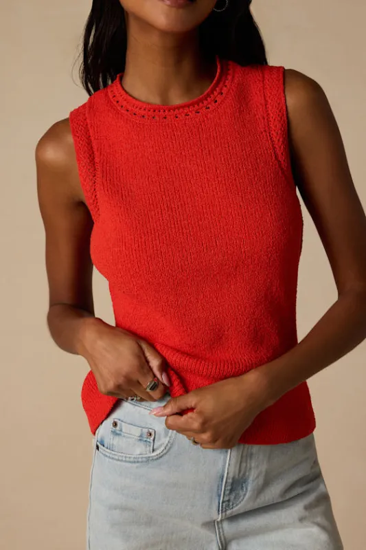 Hollis Bright Red Sweater Knit Tank Top made by Lulus