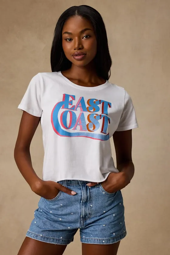 East Coast White Short Sleeve Graphic Tee sold by Lulus