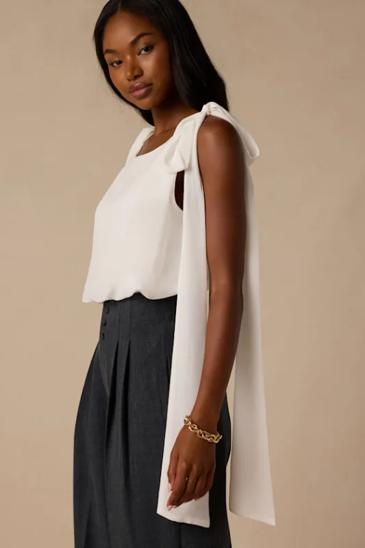 Leonie Ivory Tie-Strap Bodysuit made by Lulus