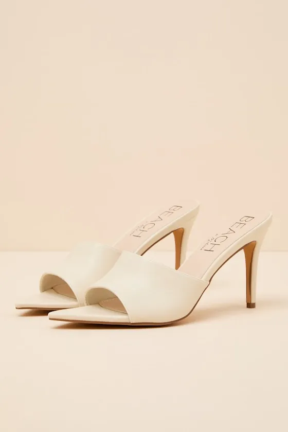 Jupiter Ivory Pointed-Toe High Heel Slide Sandals sold by Lulus product image thumbnail 4
