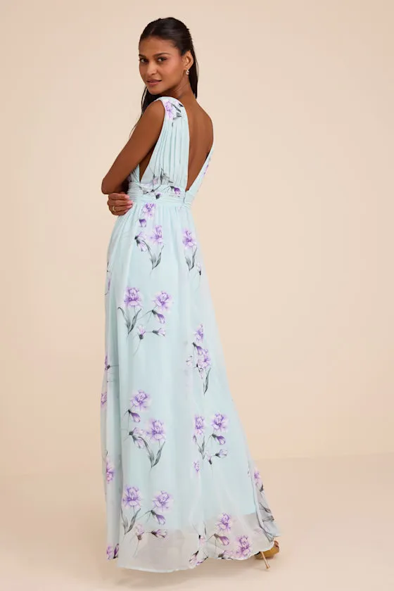 Garden Meandering Mint Blue Floral Print Maxi Dress sold by Lulus product image thumbnail 3