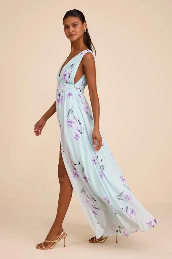 Garden Meandering Mint Blue Floral Print Maxi Dress sold by Lulus product image thumbnail 4