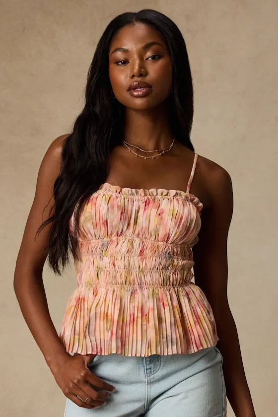 Demeter Blush Multi Floral Peplum Tank Top sold by Lulus product image thumbnail 2