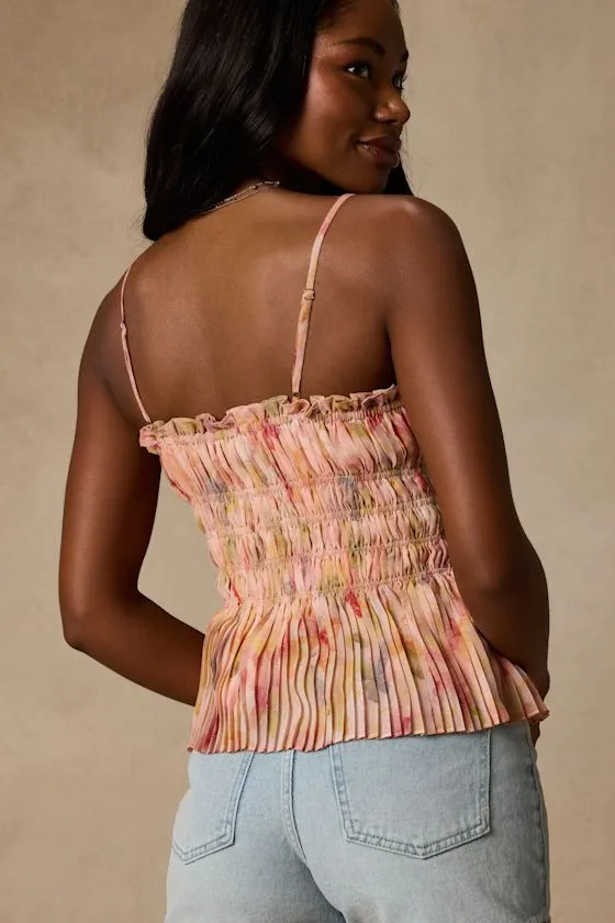 Demeter Blush Multi Floral Peplum Tank Top sold by Lulus product image thumbnail 3