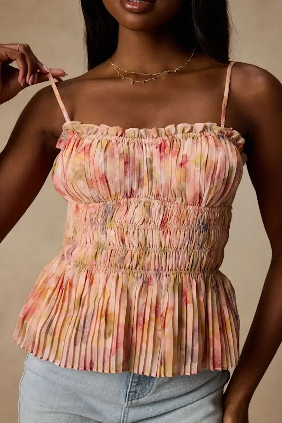 Demeter Blush Multi Floral Peplum Tank Top sold by Lulus product image thumbnail 4