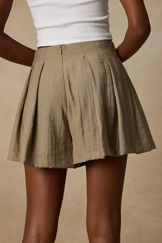 Madalina Olive Pleated High-Rise Mini Skirt sold by Lulus product image thumbnail 2