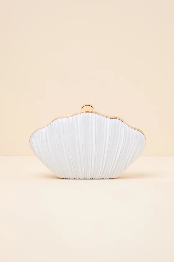 Divan White Pleated Satin Seashell Clutch sold by Lulus product image thumbnail 2