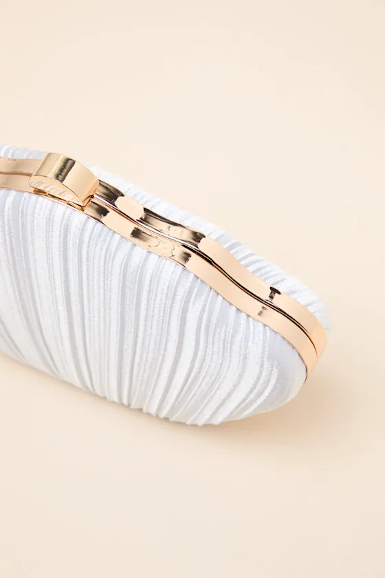 Divan White Pleated Satin Seashell Clutch sold by Lulus product image thumbnail 4