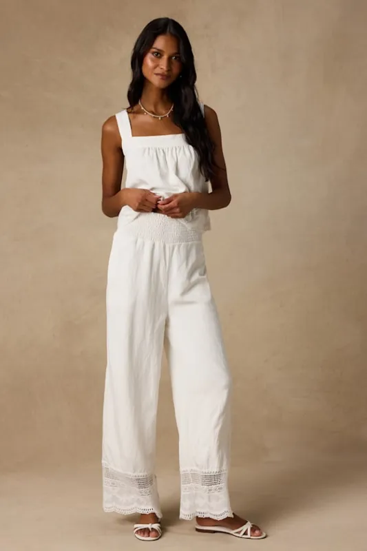 Parisa White Cotton Crochet Lace Wide-Leg Pants made by Lulus
