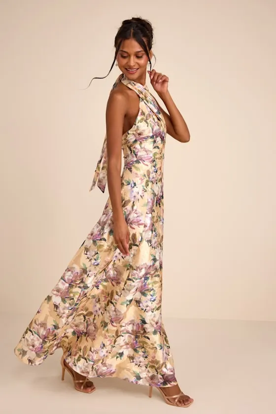 Samana Light Yellow Multi Floral Cross-Front Maxi Dress sold by Lulus product image thumbnail 4