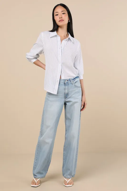 Baggy Dad Light Wash Mid-Rise Wide-Leg Jeans made by Levi's