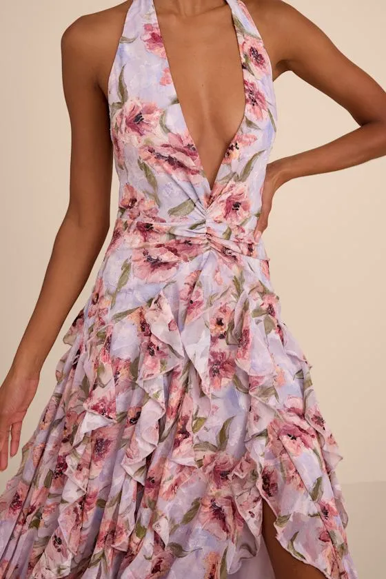 Oleta Lavender Multi Floral Ruffled Maxi Dress sold by Lulus product image thumbnail 2
