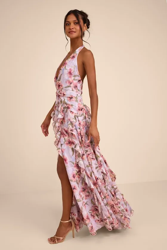 Oleta Lavender Multi Floral Ruffled Maxi Dress sold by Lulus product image thumbnail 4