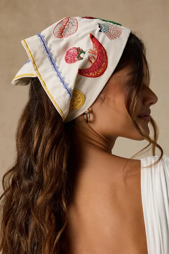 Hampton Drive White Multi Beaded Head Scarf sold by Lulus product image thumbnail 3
