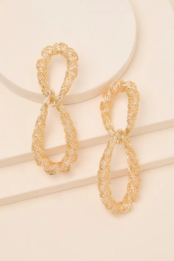 Ivera Gold Textured Statement Earrings sold by Lulus