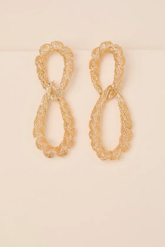 Ivera Gold Textured Statement Earrings sold by Lulus product image thumbnail 3