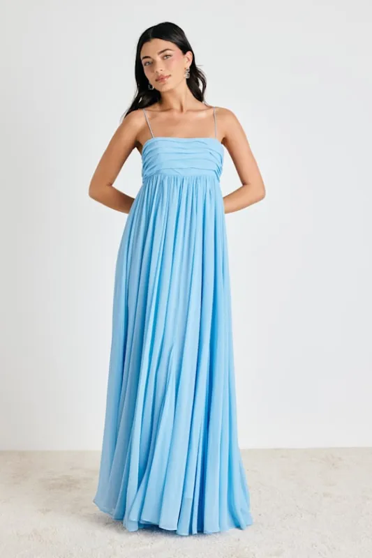 Dansa Light Blue Pleated Maxi Dress made by Lulus