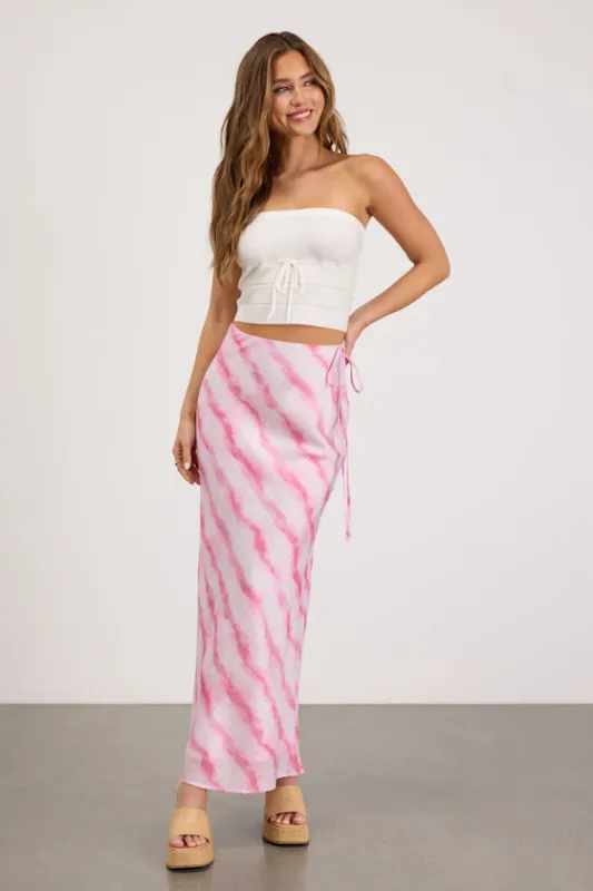 Issa Pink and White Striped Maxi Skirt made by Lulus