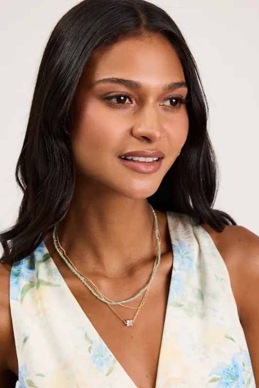 Meleta Gold Beaded Layered Necklace made by Lulus