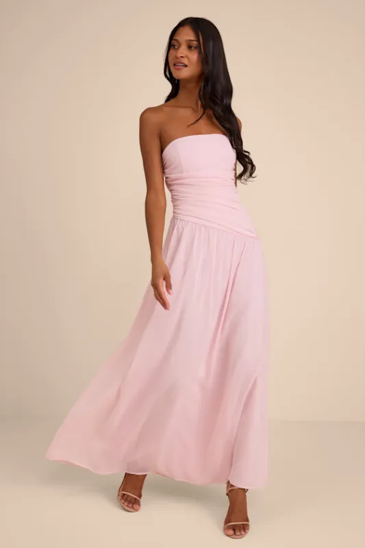 Florian Blush Pink Drop Waist Maxi Dress made by Lulus