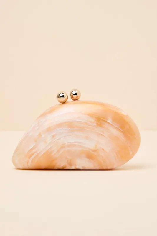 Godiva Peach Marbled Asymmetrical Crossbody Clutch made by Lulus