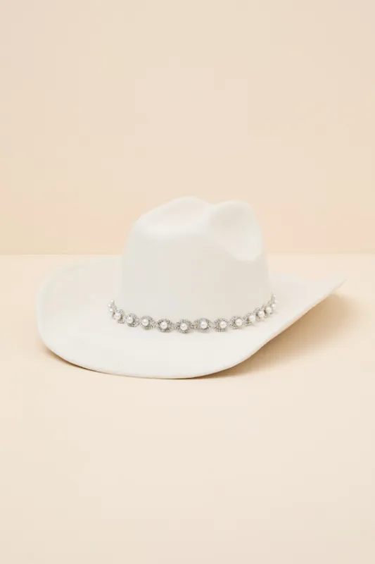 Ilea Ivory Pearl Western Hat made by Lulus