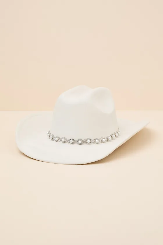 Ilea Ivory Pearl Western Hat sold by Lulus