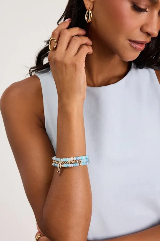 Analisa Blue Multi Beaded Three-Piece Bracelet Set sold by Lulus product image thumbnail 2