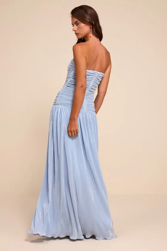 Reeva Light Blue Plisse Drop Waist Maxi Dress sold by Lulus product image thumbnail 3