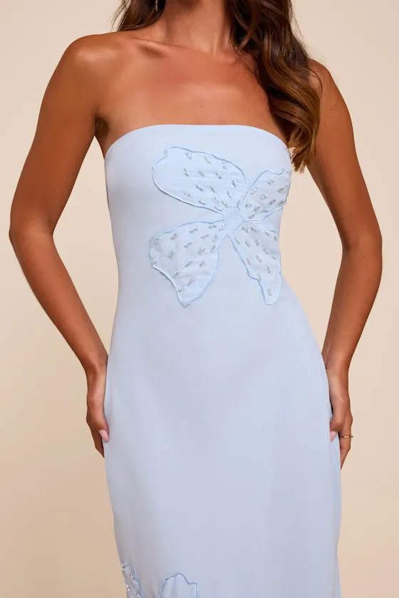 Fianna Light Blue Embroidered Strapless Maxi Dress sold by Lulus product image thumbnail 2