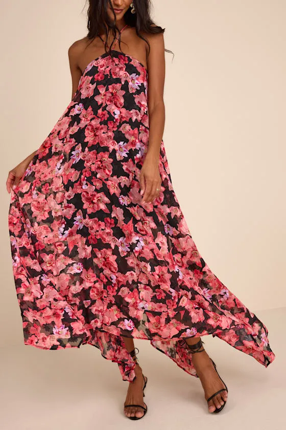 Dezzi Black Multi Floral Halter Shift Maxi Dress sold by Lulus product image thumbnail 2