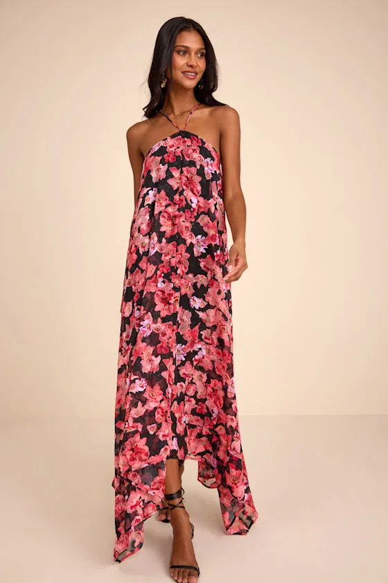 Dezzi Black Multi Floral Halter Shift Maxi Dress sold by Lulus product image thumbnail 3