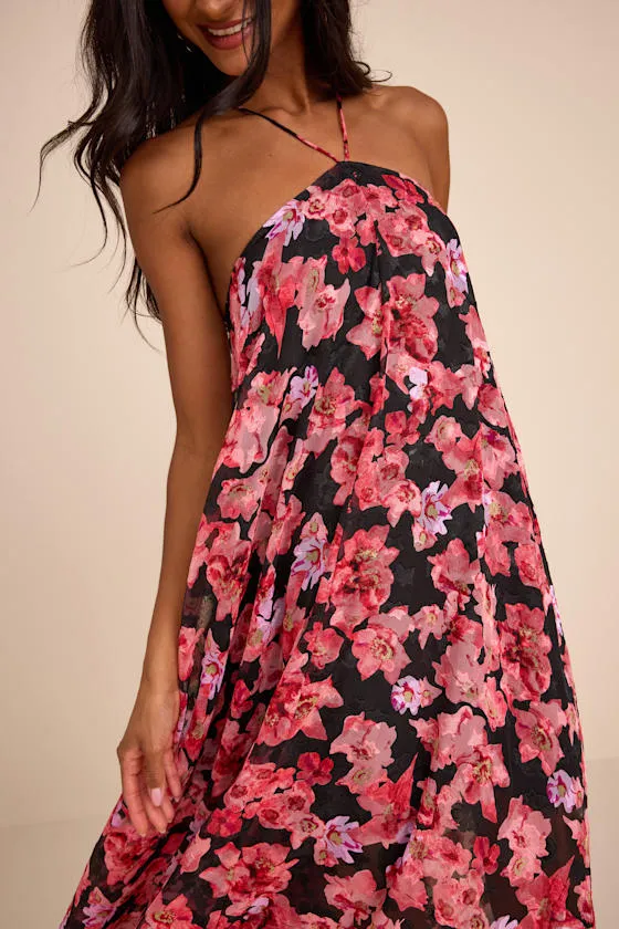 Dezzi Black Multi Floral Halter Shift Maxi Dress sold by Lulus product image thumbnail 4