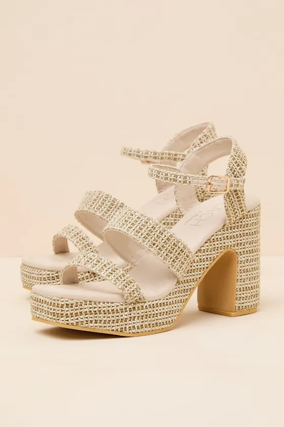 Alessia Beige Raffia Platform High Heel Sandals sold by Lulus product image thumbnail 3