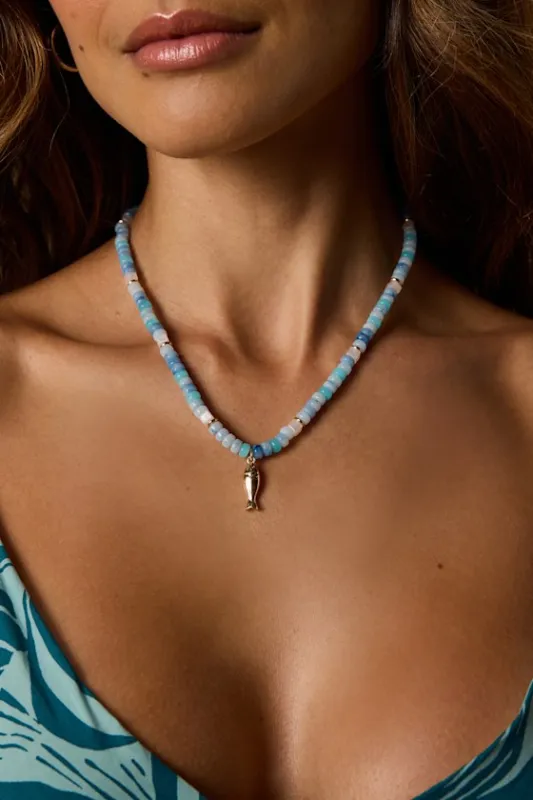 Albacore Blue Multi Beaded Choker Necklace made by Lulus