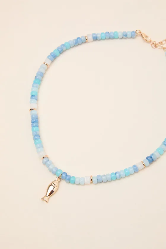 Albacore Blue Multi Beaded Choker Necklace sold by Lulus product image thumbnail 4