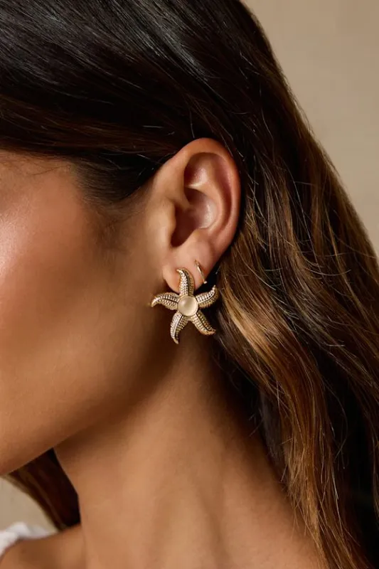 Detta Gold Starfish Earrings made by Lulus