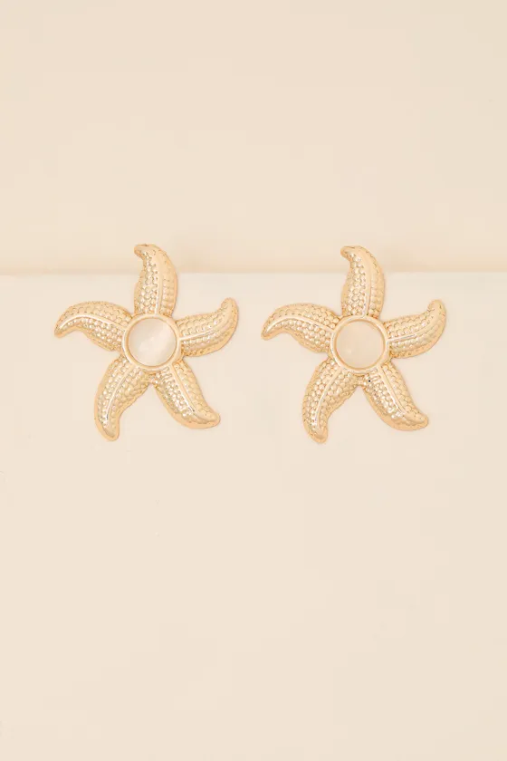 Detta Gold Starfish Earrings sold by Lulus product image thumbnail 2