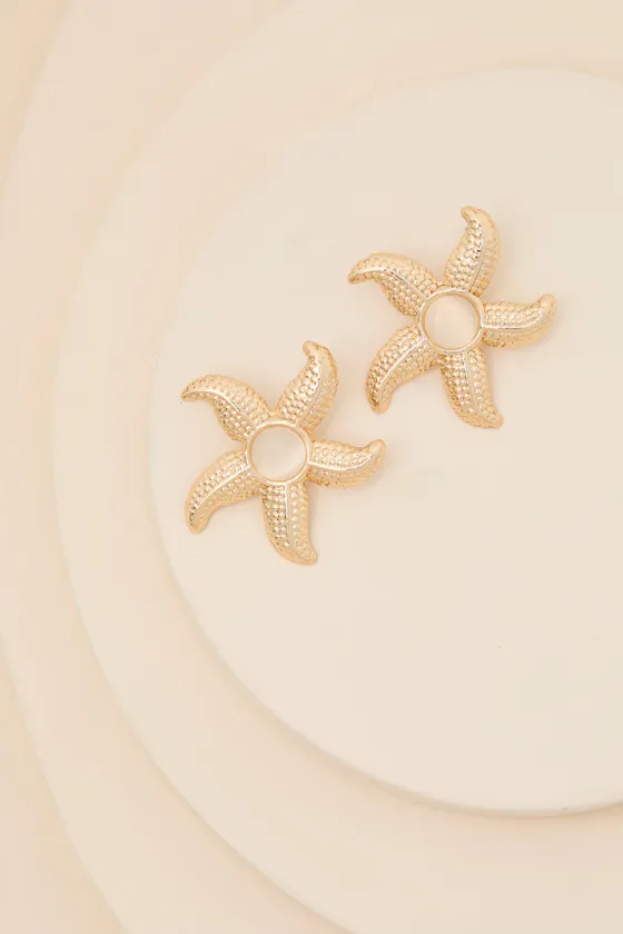 Detta Gold Starfish Earrings sold by Lulus product image thumbnail 4